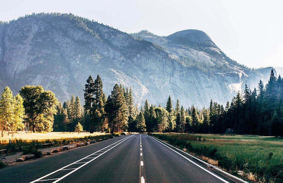 a long road in the mountains