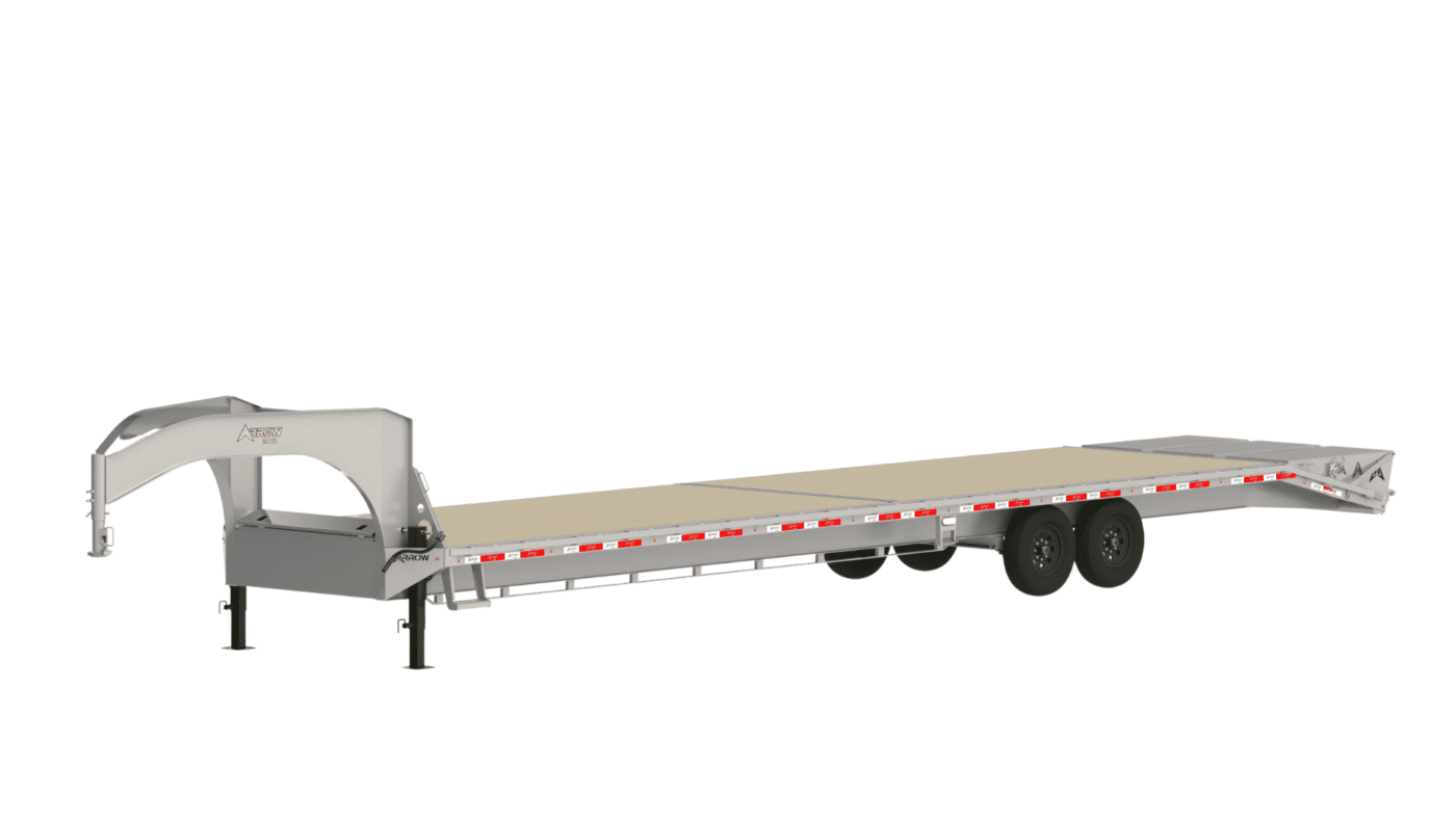 a grey gooseneck flat deck trailer for sale in akron oh